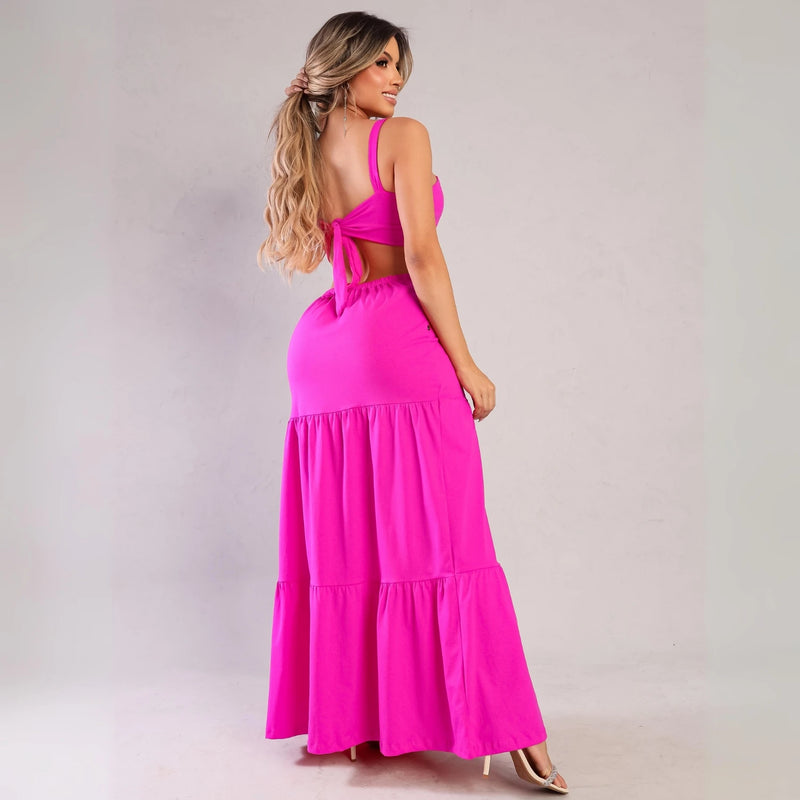 Vestido Longo com Costa Nua